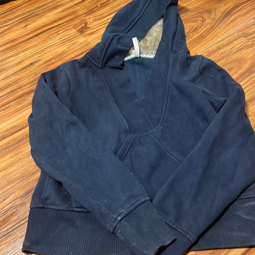 Navy blue sweater from old navy , fur hood.